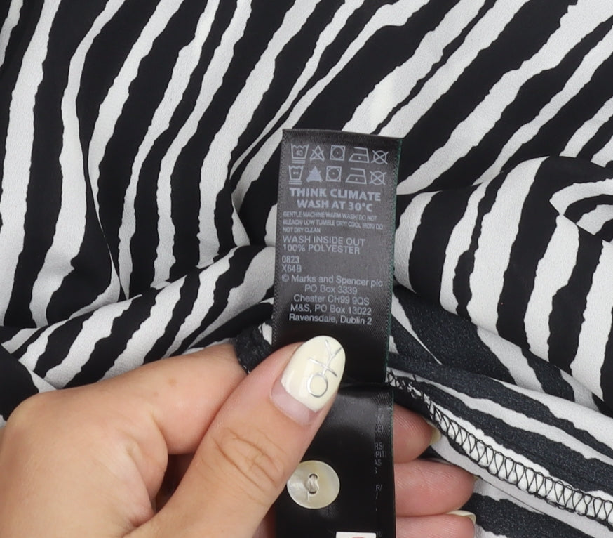 Marks and Spencer Women's Black Striped Button-Up Shirt