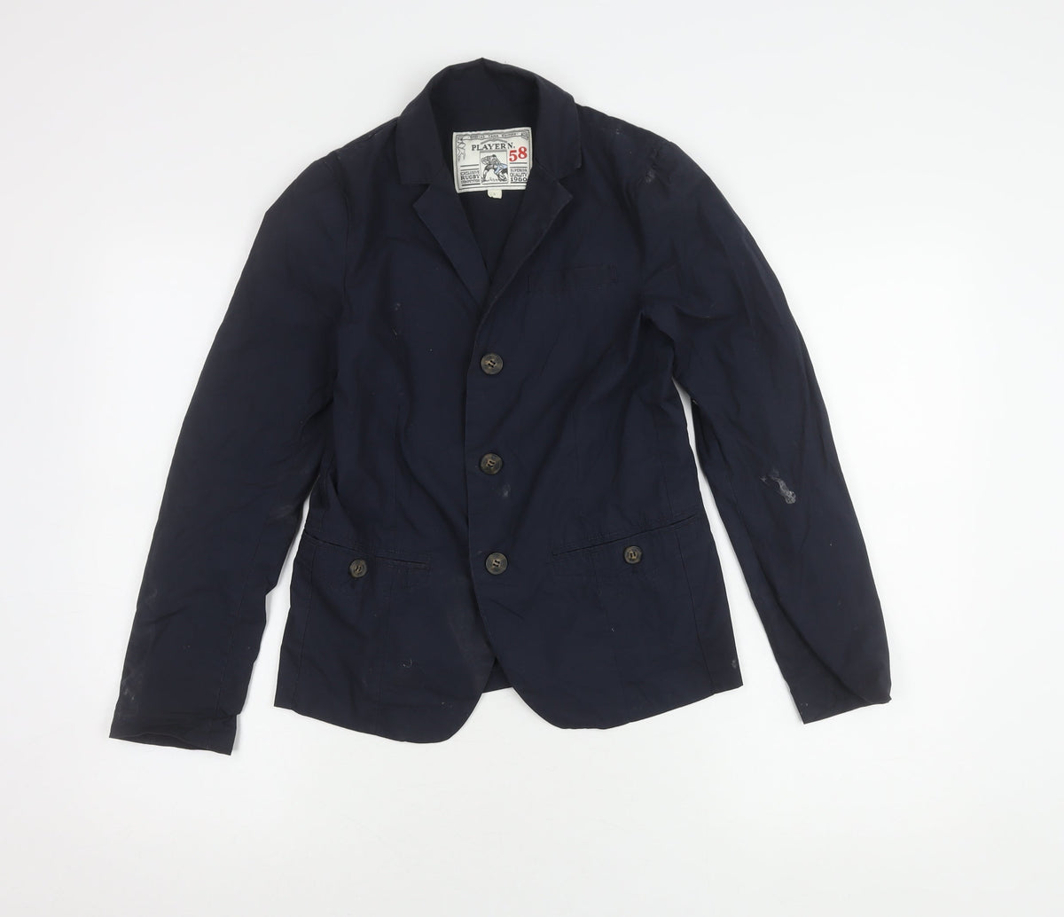 Player N. Unisex Blue Cotton Blazer S
