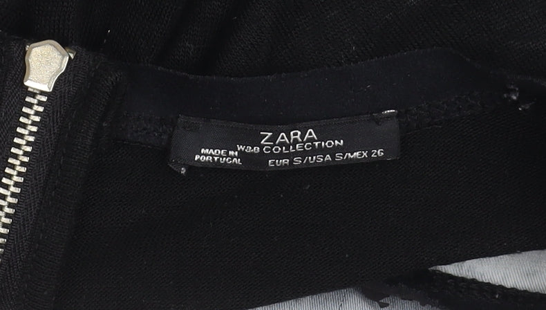 Zara Women's Black Floral T-Shirt, Size S, Short Sleeve