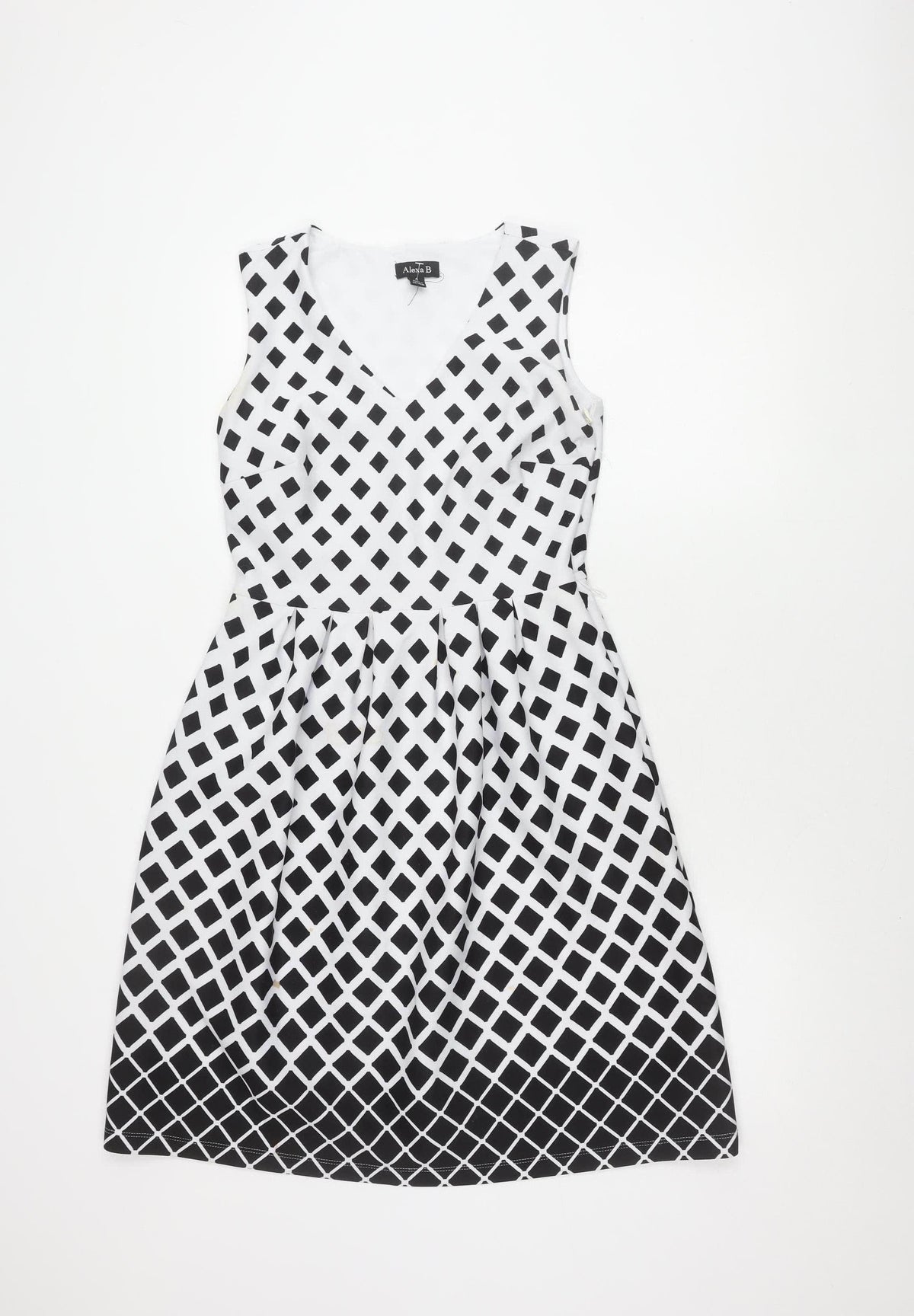 Alexa B Women's Black A-Line Dress, Size 6, Geometric Pattern