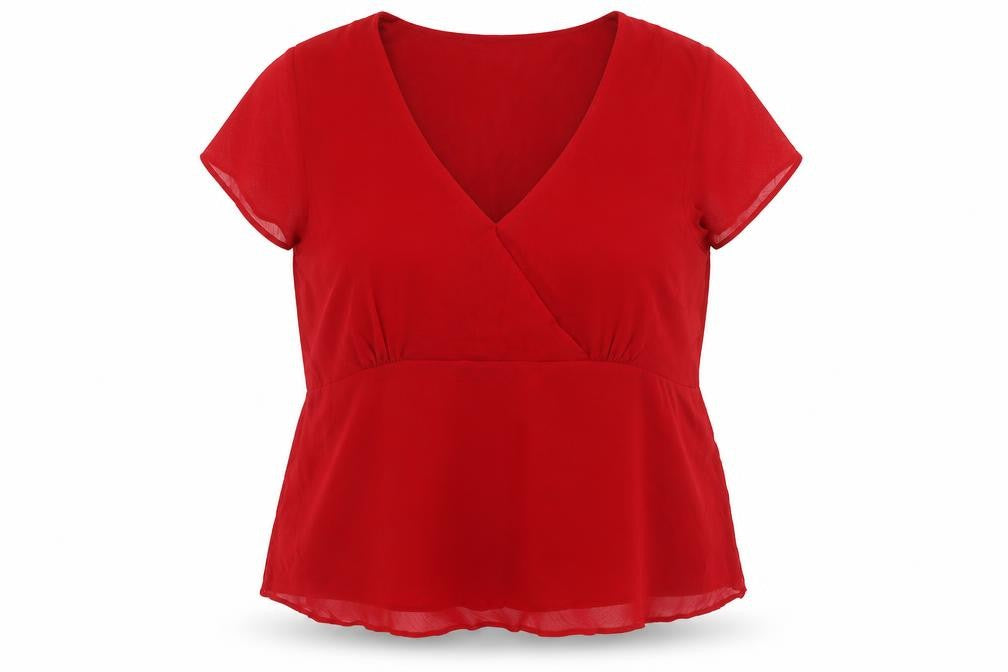 Bonmarché Women's Red Wrap Blouse, Size 24, Short Sleeve