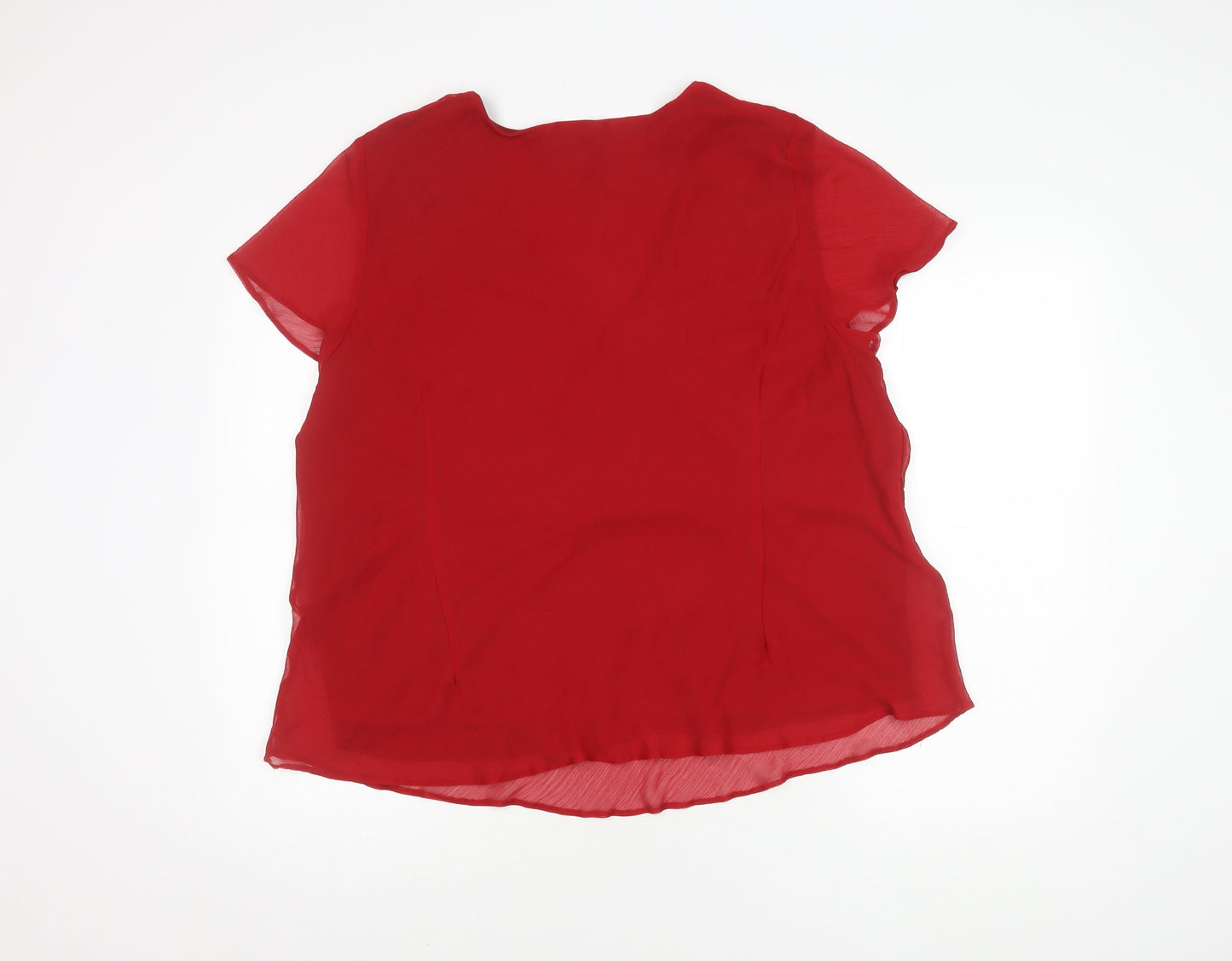 Bonmarché Women's Red Wrap Blouse, Size 24, Short Sleeve