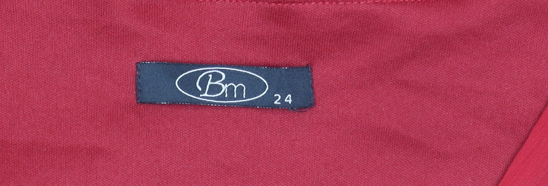Bonmarché Women's Red Wrap Blouse, Size 24, Short Sleeve