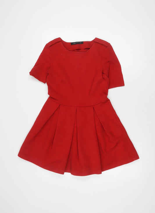 Zara Woman Red Fit & Flare Women's Dress M