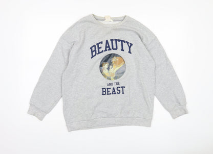 Front view of Disney girls’ grey beauty and the beast sweatshirt 13-14 years