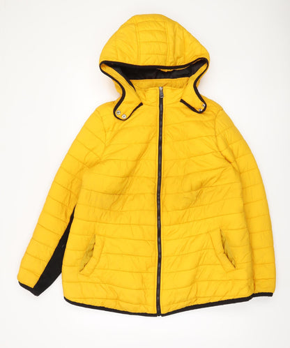 New Look Yellow Hooded Puffer Jacket Womens 20 Plus