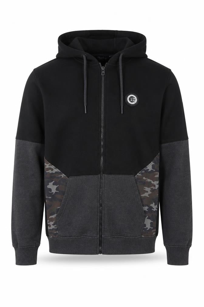 Peter England Men's Black Camouflage Hoodie M