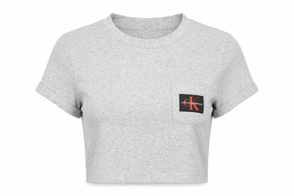 Calvin Klein Women's Grey Cropped T-Shirt, Size S