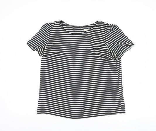Oasis Women's Black Striped T-Shirt UK 14