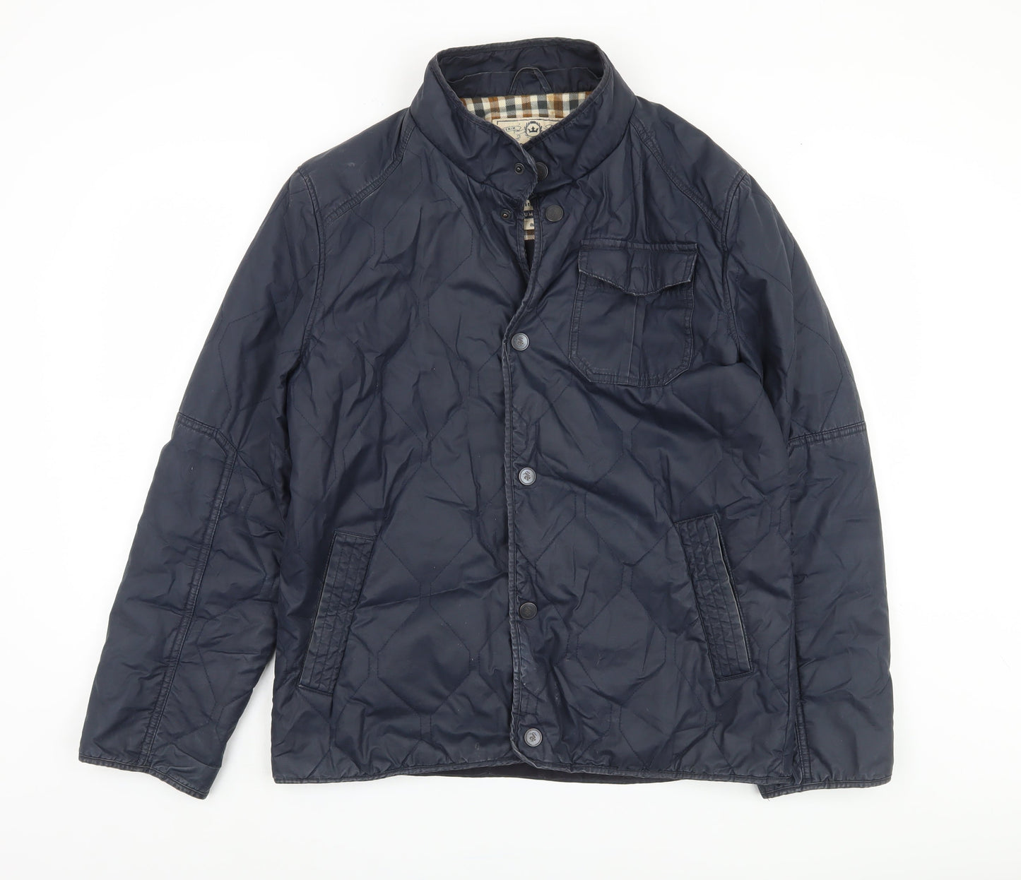 St George by Duffer Men's Blue Quilted Jacket Medium