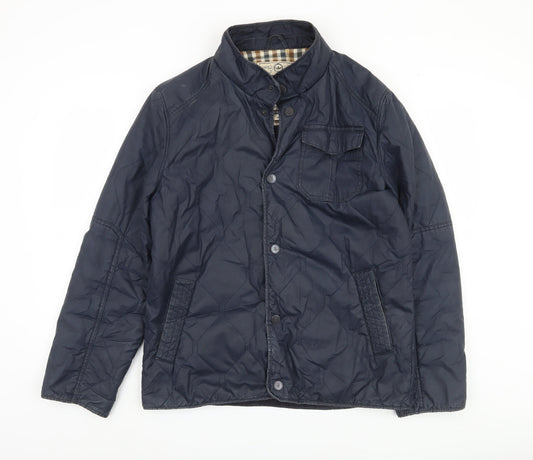 St George by Duffer Men's Blue Quilted Jacket Medium