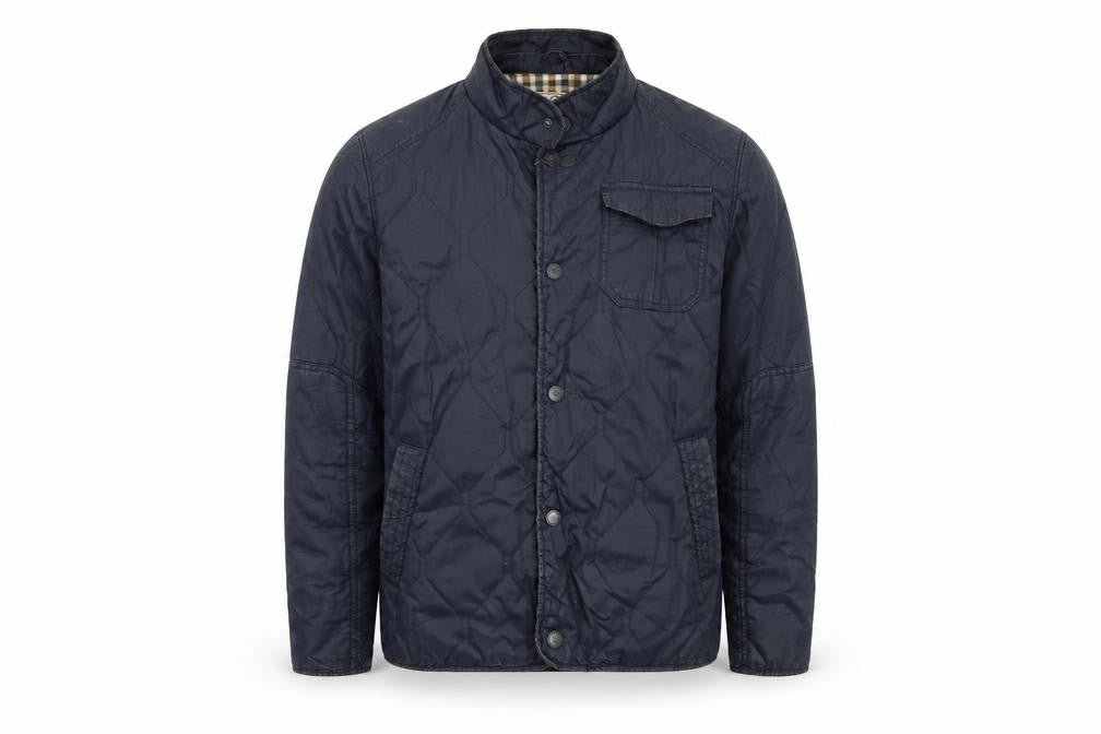 St George by Duffer Men's Blue Quilted Jacket Medium