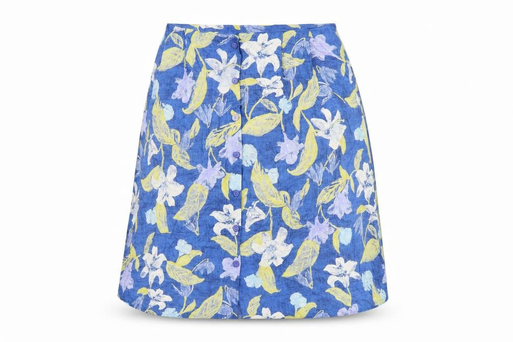 Marks & Spencer Women's Blue Floral A-Line Skirt, Size 14