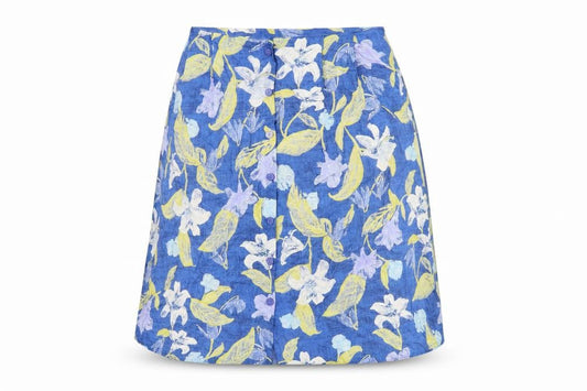 Marks & Spencer Women's Blue Floral A-Line Skirt, Size 14