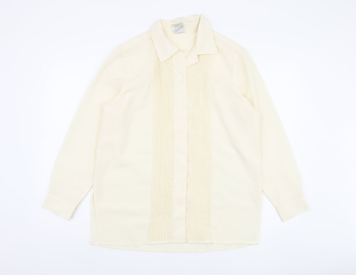 Classic Woman Ivory Polyester Long Sleeve Blouse Size 14