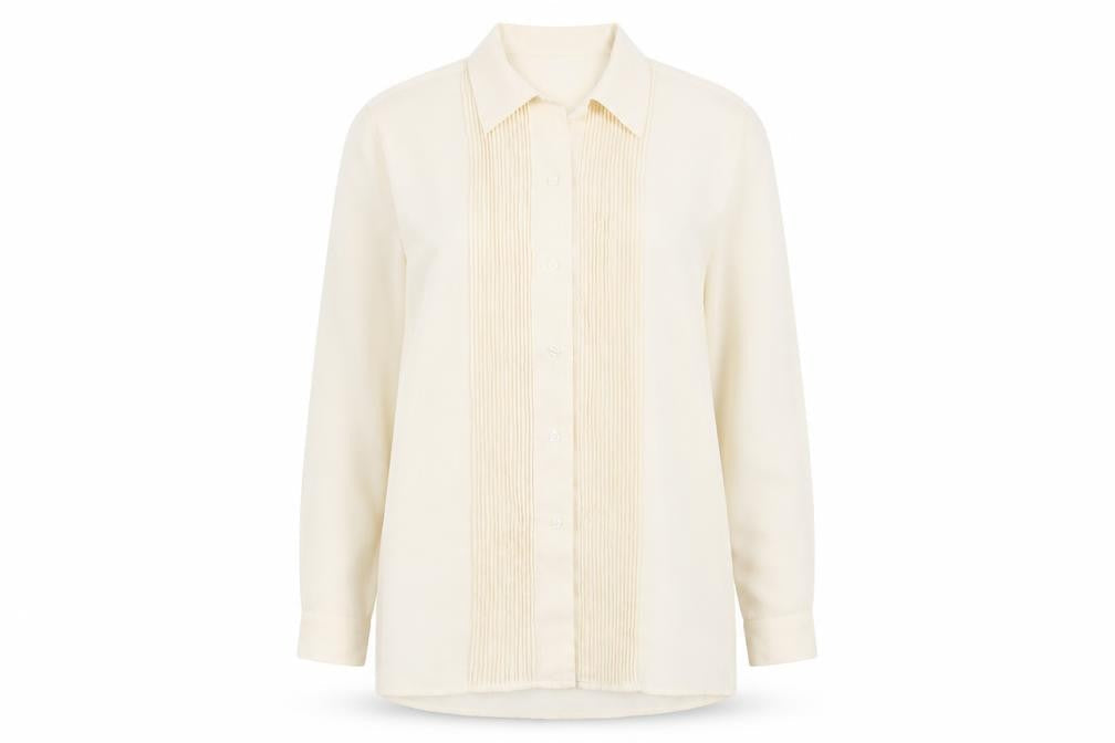Classic Woman Ivory Polyester Long Sleeve Blouse Size 14
