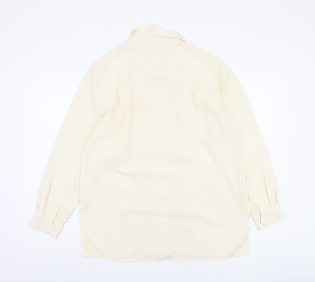 Classic Woman Ivory Polyester Long Sleeve Blouse Size 14