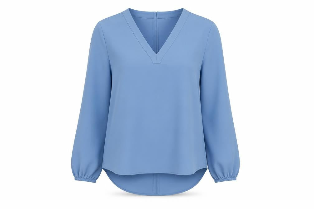 Marks & Spencer Blue Women's V-Neck Long Sleeve Blouse