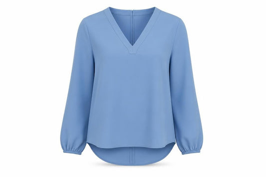 Marks and Spencer Blue Women's V-Neck Long Sleeve Blouse