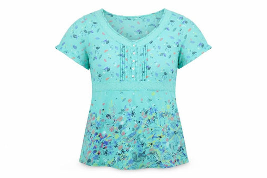 Marks and Spencer Women's Green Floral Blouse, Size 12