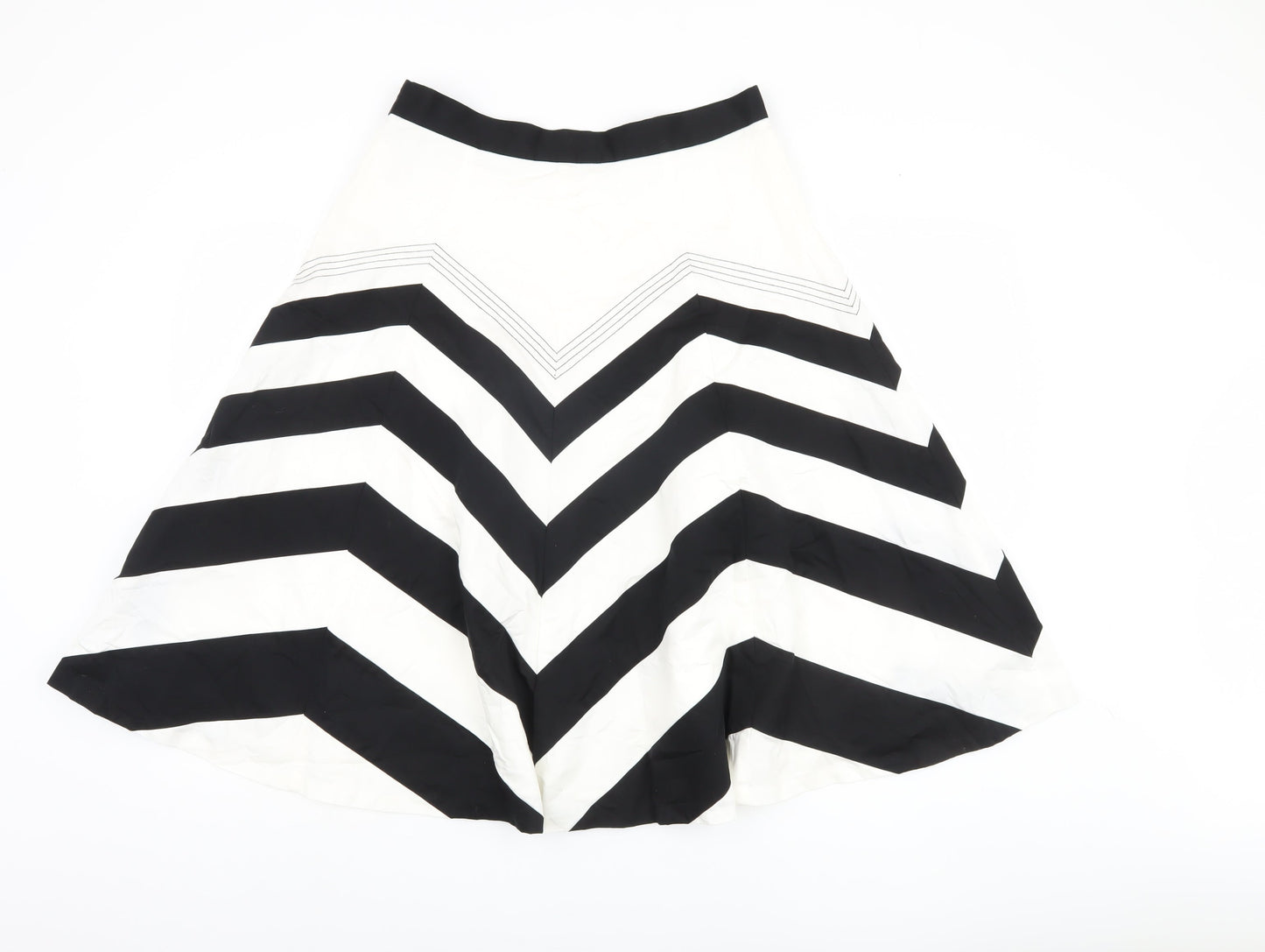Marks and Spencer Women Black Striped Cotton Skirt Size 12