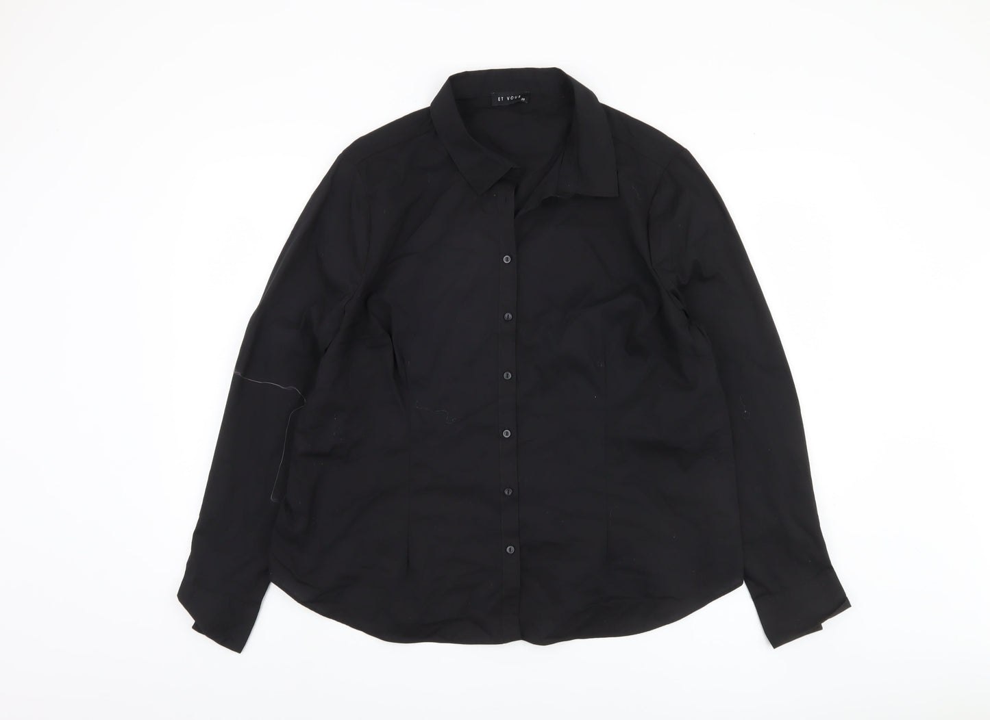 Et Vous Black Long Sleeve Button-Up Shirt, Size 20