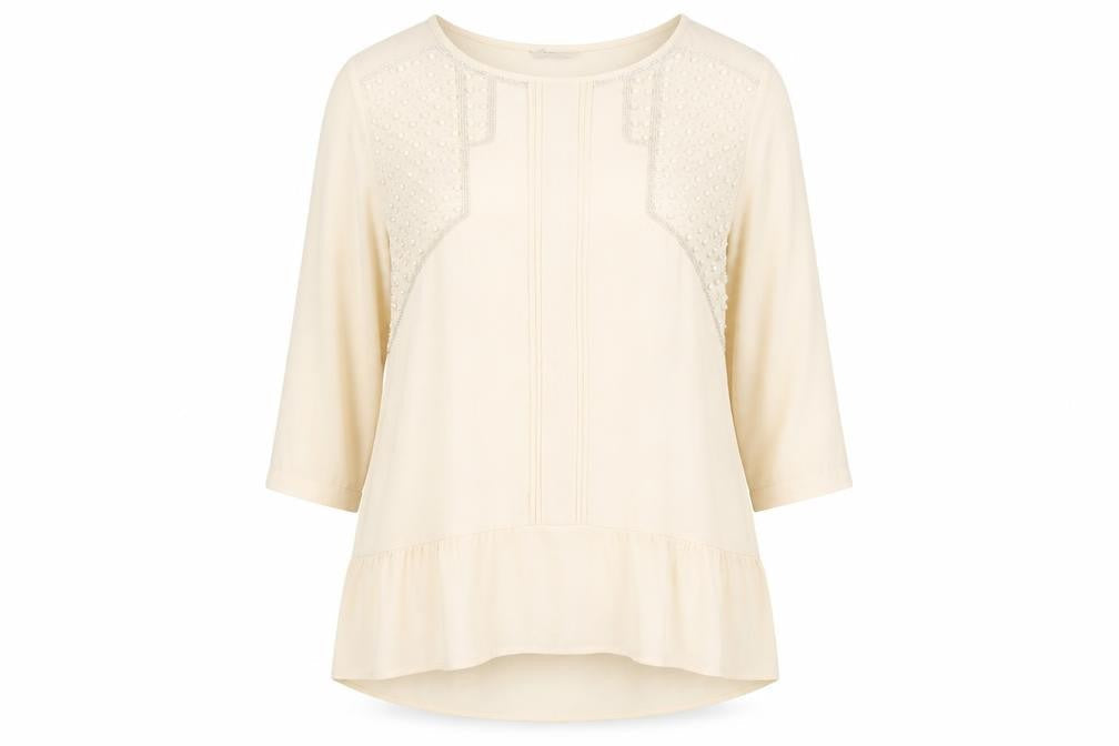 Marks & Spencer Women's Ivory 3/4 Sleeve Beaded Top