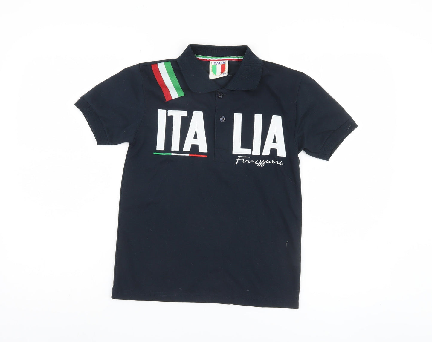 Boys Blue Italia Graphic Polo Shirt - Short Sleeve, Size: