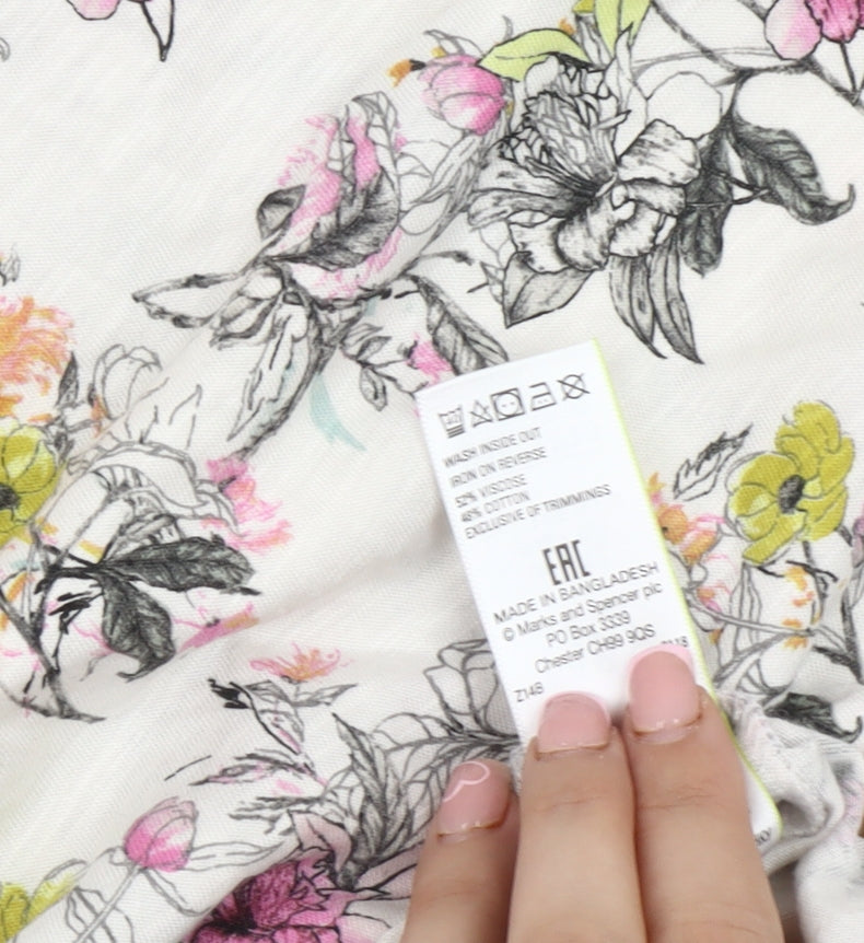 Marks & Spencer Women's Floral T-Shirt, Multicoloured, Size 12
