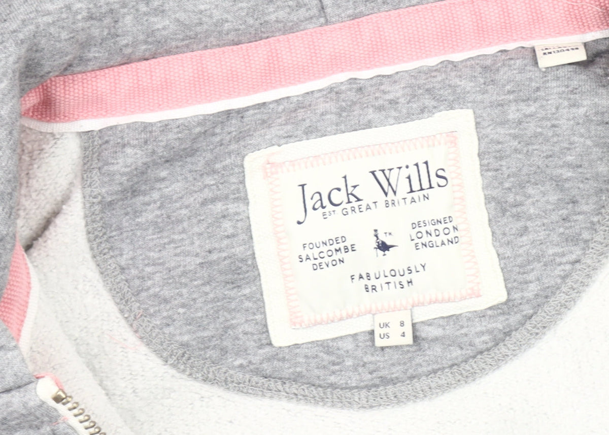Jack Wills Women's Grey Basic Hooded Jacket Size 8