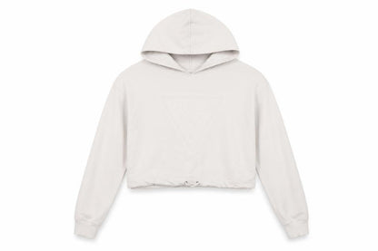 Front view of Guess Women's Ivory Logo Hoodie S