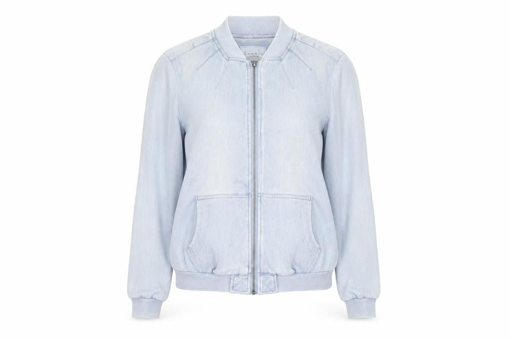 Chambray Los Angeles Women's Blue Bomber Jacket, Size S