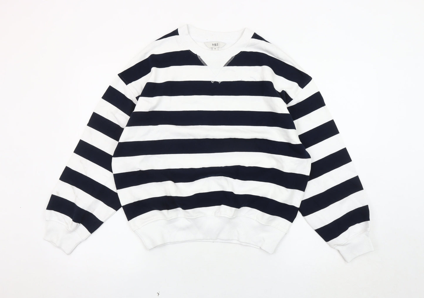 Marks and Spencer Men's XS Black Striped Sweatshirt