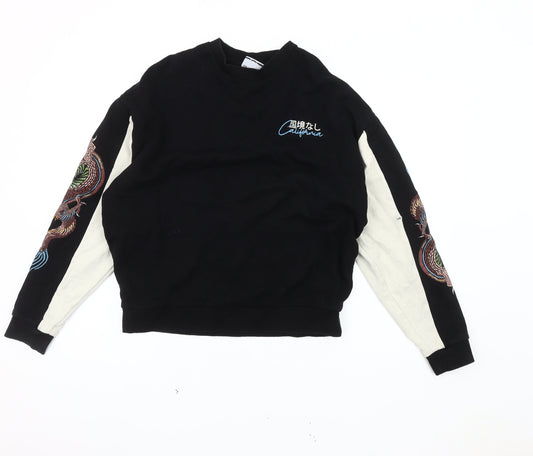 ASOS DESIGN Men's Black M Embroidered Pullover Sweatshirt