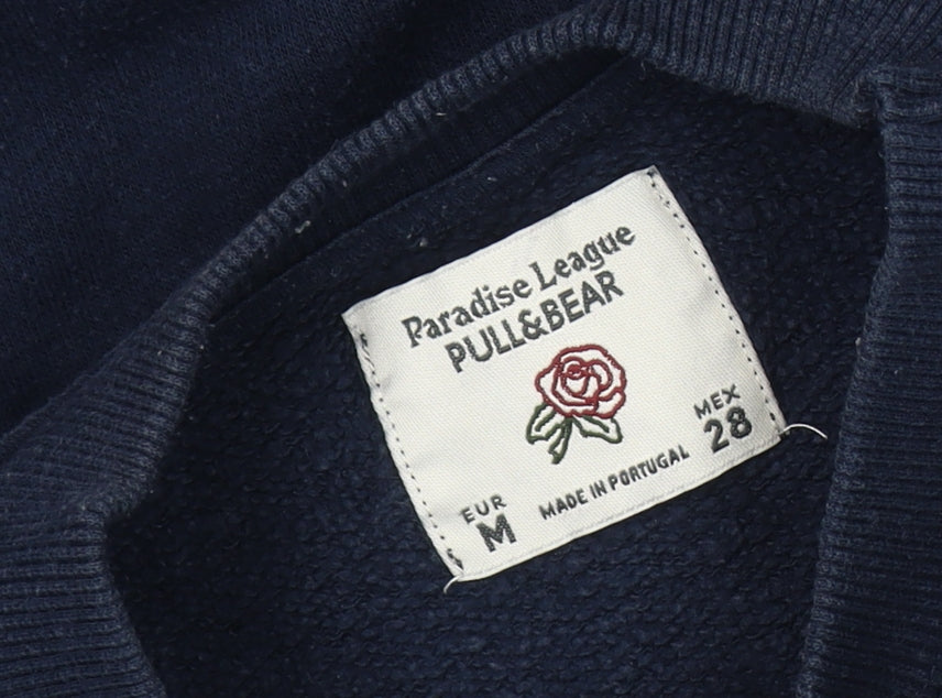 Pull&Bear Unisex Blue M Graphic Print Pullover Sweatshirt