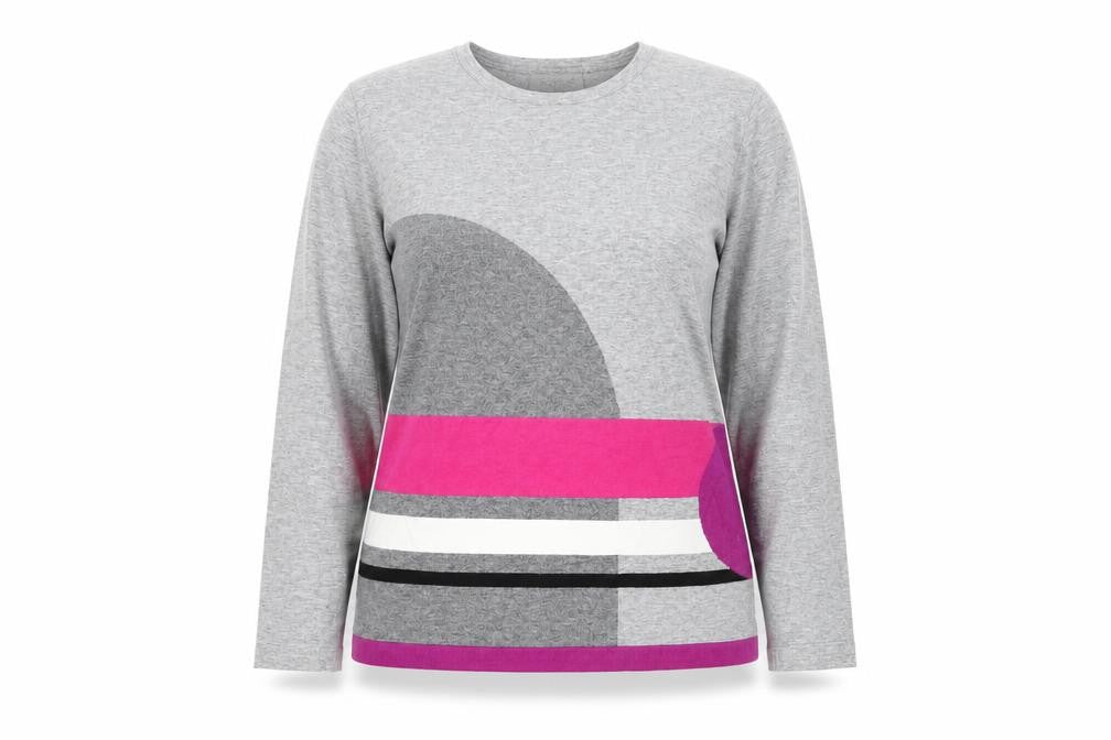 Bassini Women's Grey Colourblock Long Sleeve T-Shirt XL