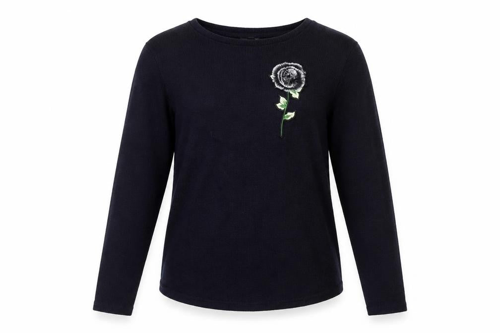 ZARA Women's Black Embroidered Pullover Jumper UK 10