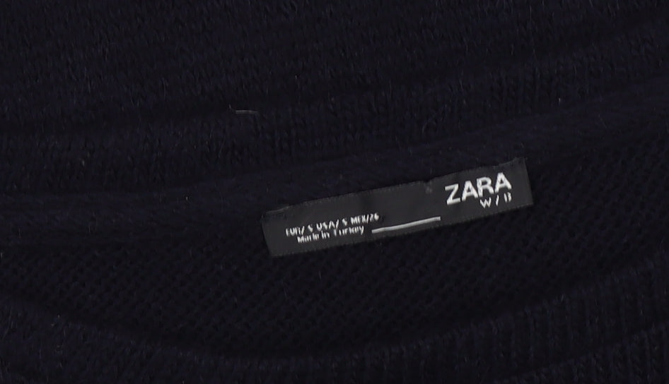 ZARA Women's Black Embroidered Pullover Jumper UK 10