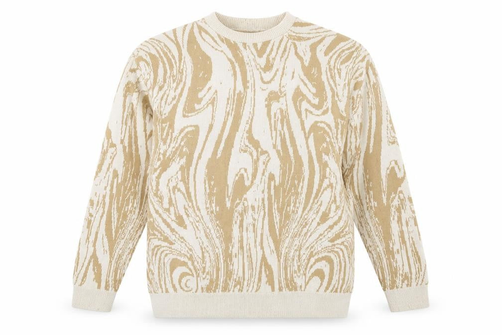 boohooMAN Men's Beige Geometric Pullover Jumper - Size L