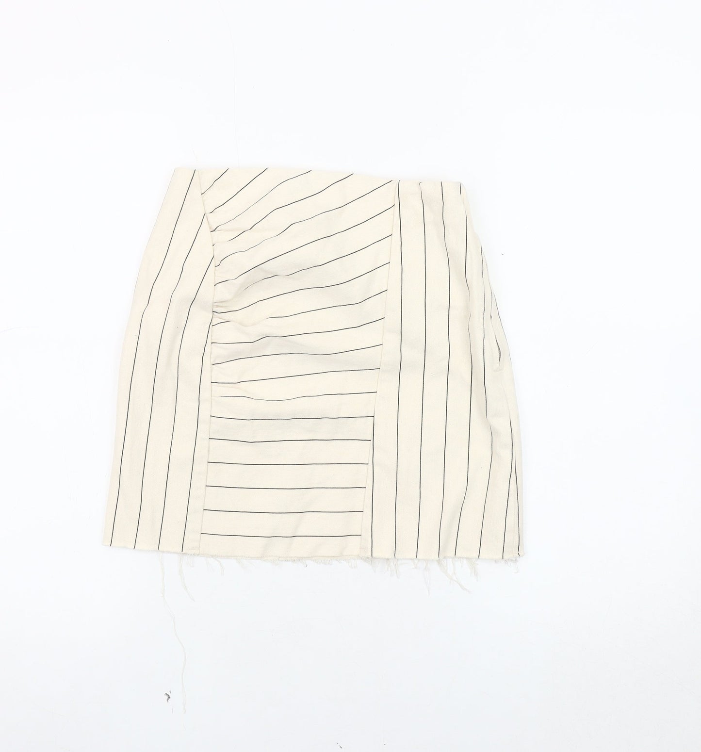 Stradivarius Women's Ivory Striped Pencil Skirt Size 10