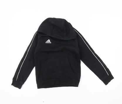 Additional front view of Adidas boys’ black pullover hoodie, xs, logo accent