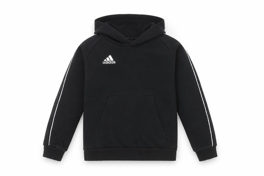 Adidas Boys Black Pullover Hoodie, XS, Logo Accent