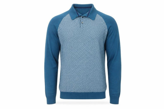 Next Men's Blue XS Henley Jumper, Geometric Pattern
