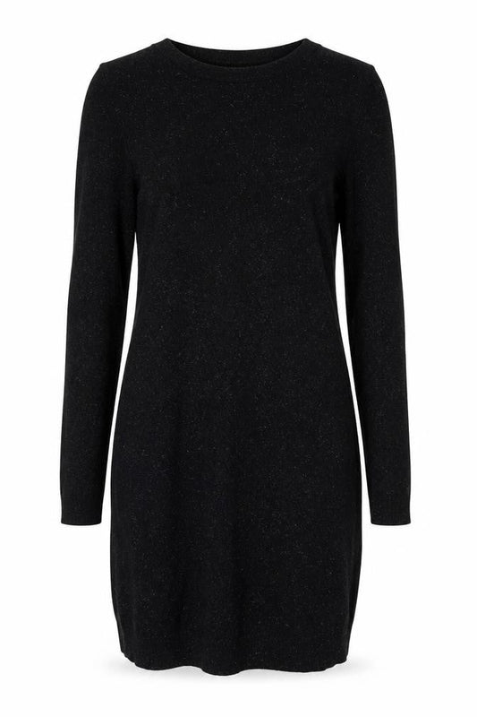 Front view of Whistles Black Knit Dress - UK 8, Long Sleeve, Women