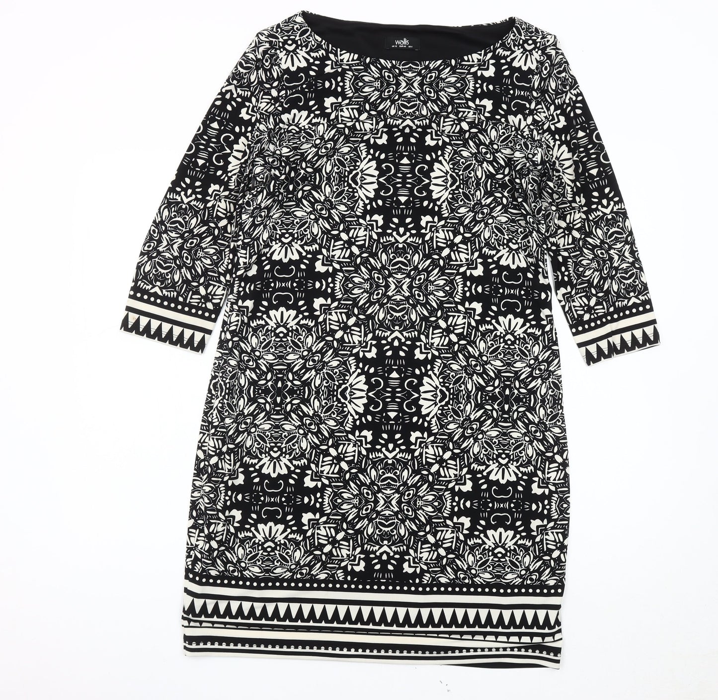 Wallis Women's Black Geometric Sheath Dress Size 12