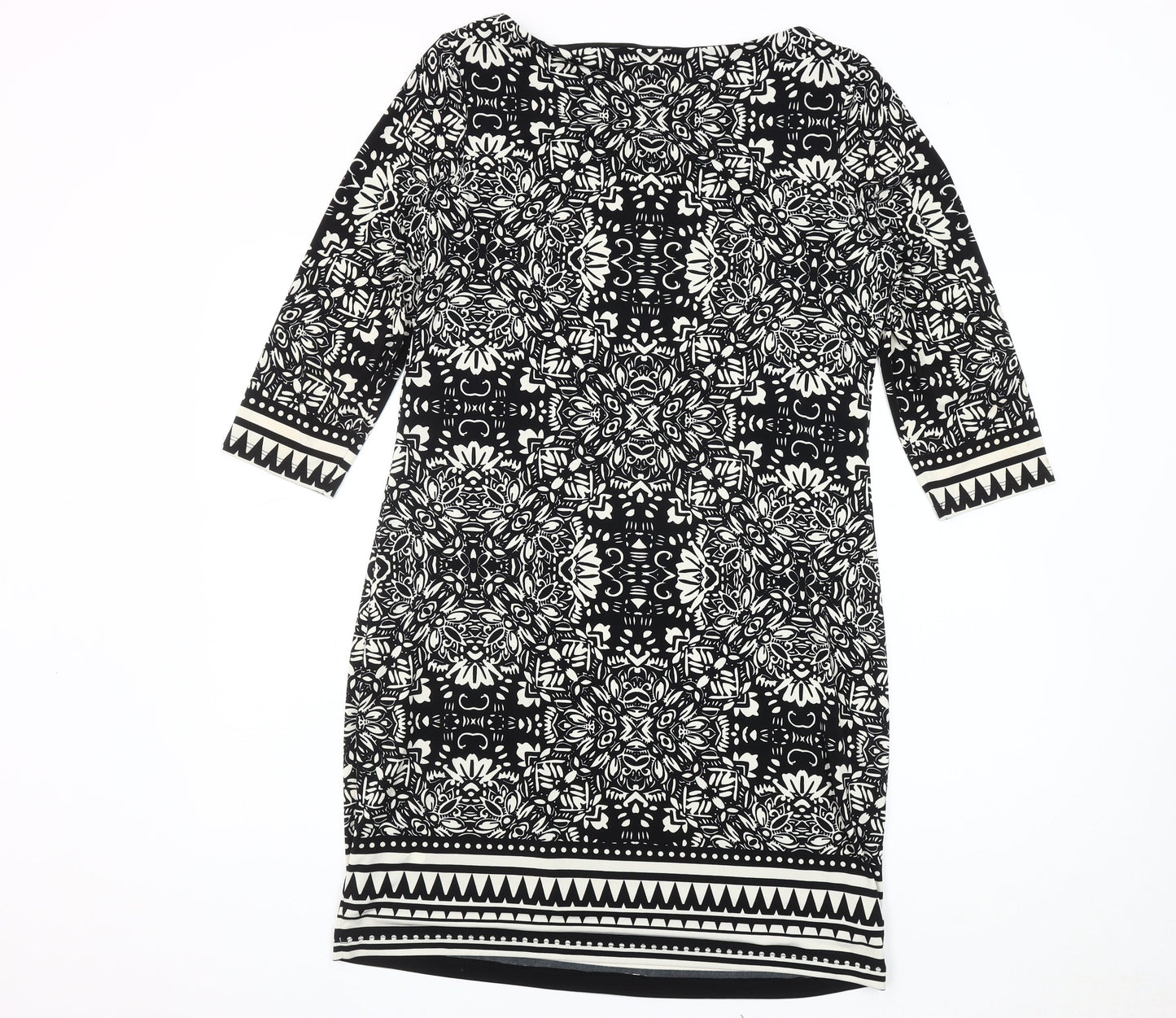 Wallis Women's Black Geometric Sheath Dress Size 12