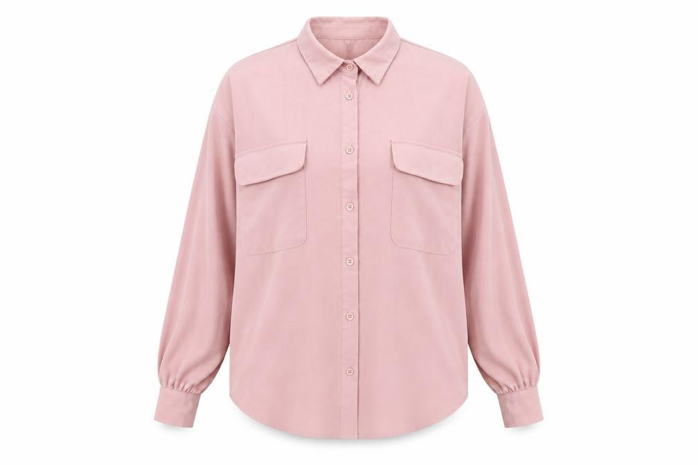 boohoo Women's Pink Button-Up Shirt, Size 6, Classic Style