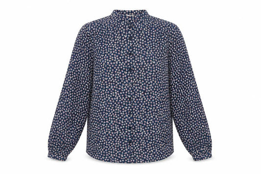 Marks and Spencer Women's Blue Floral Button-Up Shirt