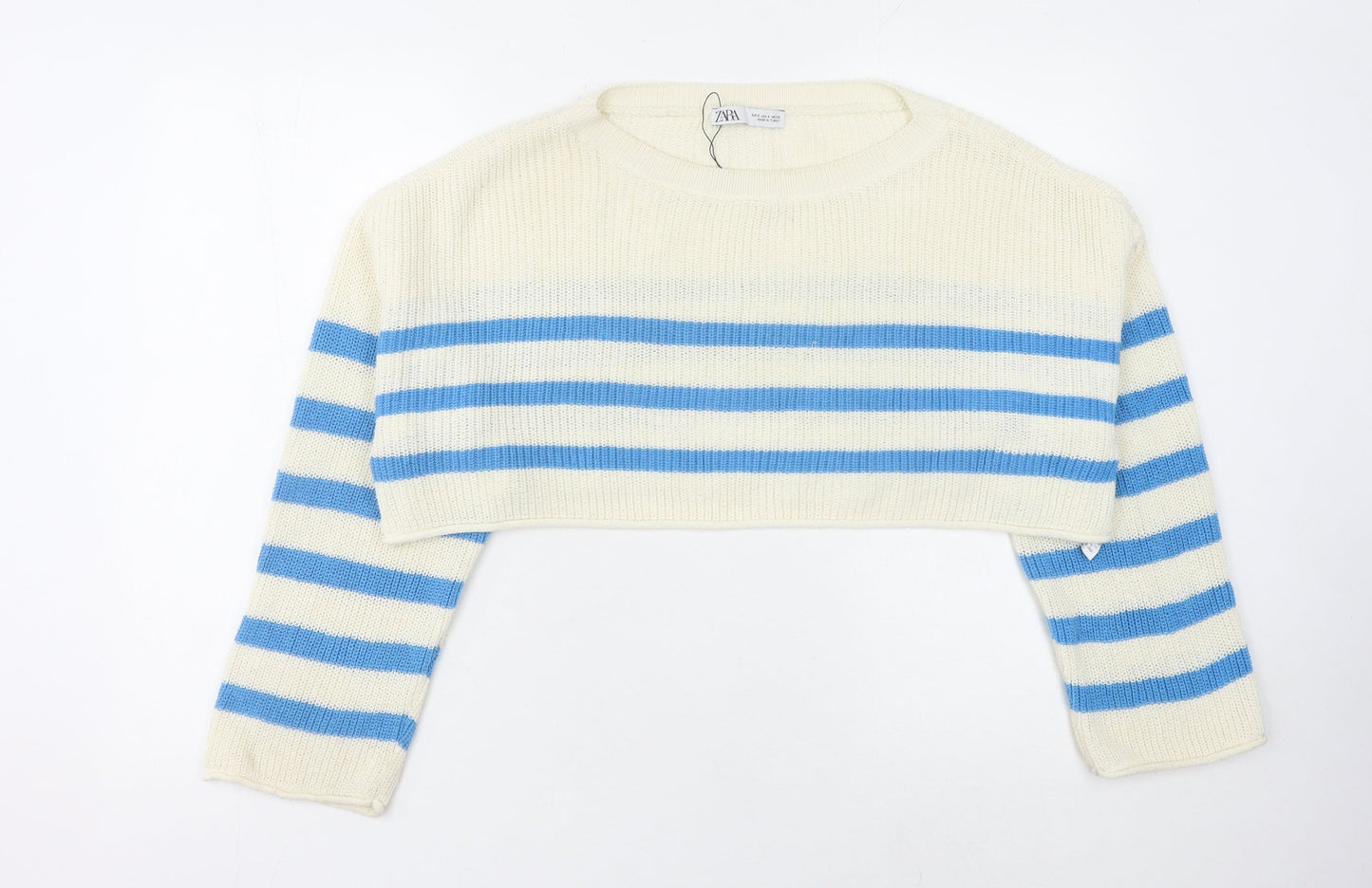 Zara Women's Ivory Striped Pullover Jumper S