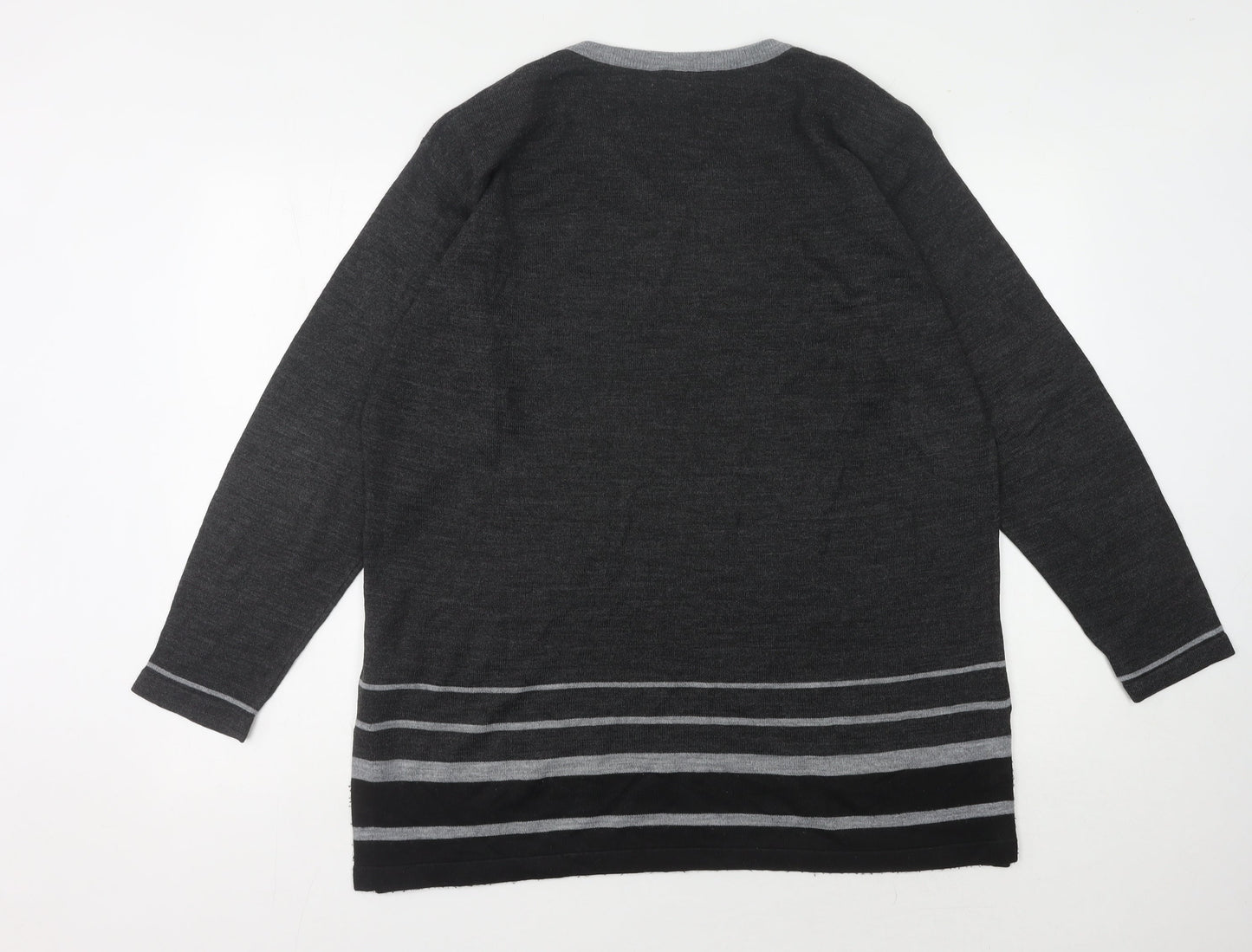 C&A Women's Grey V-Neck Pullover Jumper Size 14